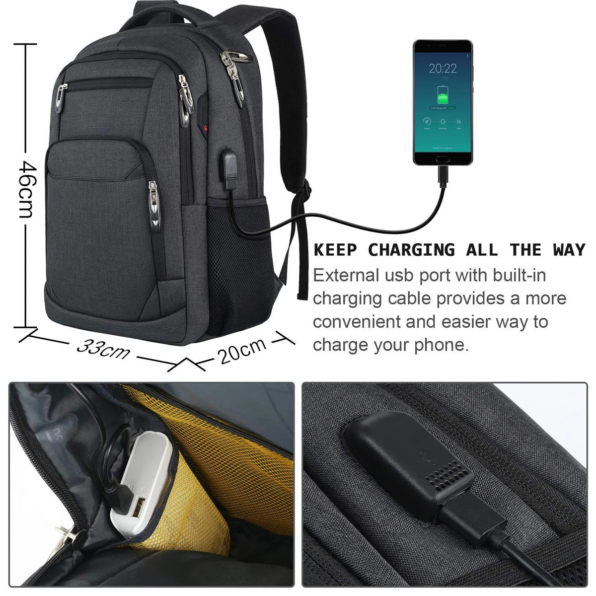 Mochila de viaje impermeable para portátil y cámara - AANHORA-SHOPPING