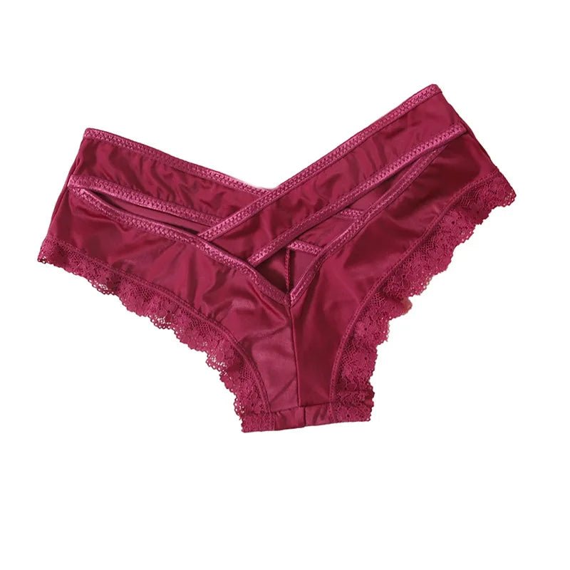 Tanga de Encaje de Tiro Bajo para Mujer con Tiras Cruzadas - AANHORA-SHOPPING
