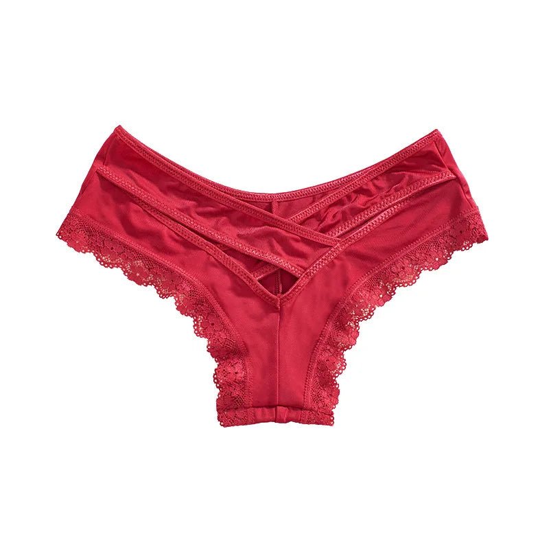 Tanga de Encaje de Tiro Bajo para Mujer con Tiras Cruzadas - AANHORA-SHOPPING